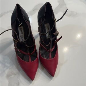 Jimmy Choo Two-Tone Red and Black Heels